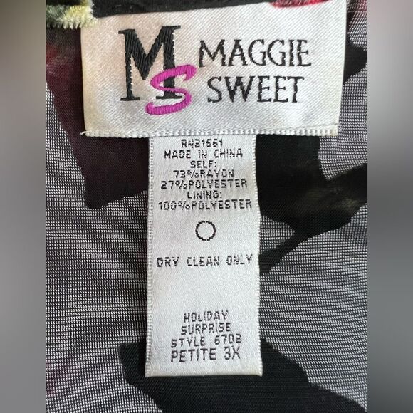 Vintage Maggie Sweet Sheer Lined Floral Petite Blouse Size 3X - Picture 10 of 10